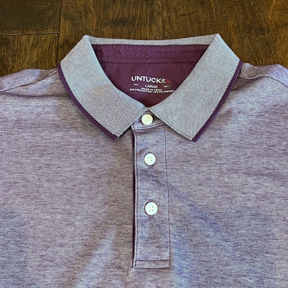 Untuckit Heathered purple Lind sleeve polo, size L!